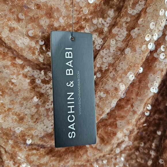 NWT | Sachin + Babi Sequin One Shoulder Carmen Dress in Honey Midi Size 6 - Picture 7 of 9